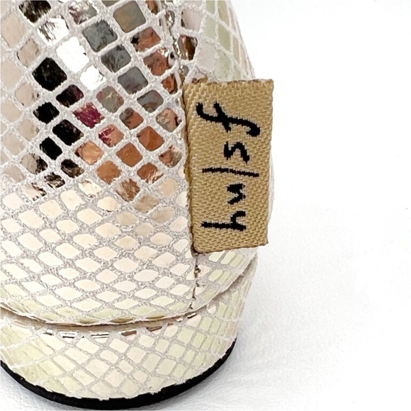 French Sole Shoes FS/NY Fortune Platino Peep Toe Snake Print fsny Size 7.5 EUC - Picture 8 of 9